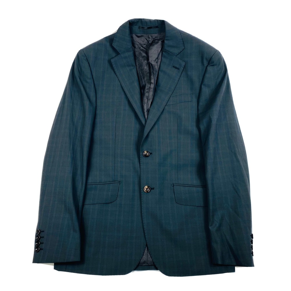 Hardy Amies Gray Blue Checked Zignone Wool Blazer Size 38R NWOT